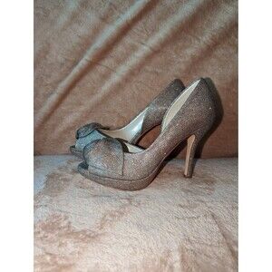 Caparros Size 6.5 Champagne Rose Gold Sparkle Baldwin Peep Toe D' Orsay Heels